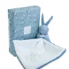 Lapin DOUDOU® - Doudou  mouchoir Lapin- 10 cm - Bleu