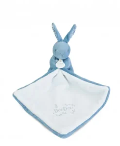 Lapin DOUDOU® - Doudou  mouchoir Lapin- 10 cm - Bleu