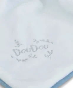 Lapin DOUDOU® - Doudou mouchoir Lapin- 10 cm - Bleu