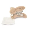Lapin DOUDOU® - Peluche lapin Beige avec doudou assorti  - 16 cm