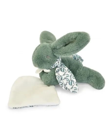 Lapin DOUDOU® - Peluche lapin Vert avec doudou assorti - 16 cm