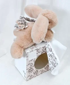 Lapin DOUDOU® - Peluche lapin Beige avec doudou assorti  - 16 cm