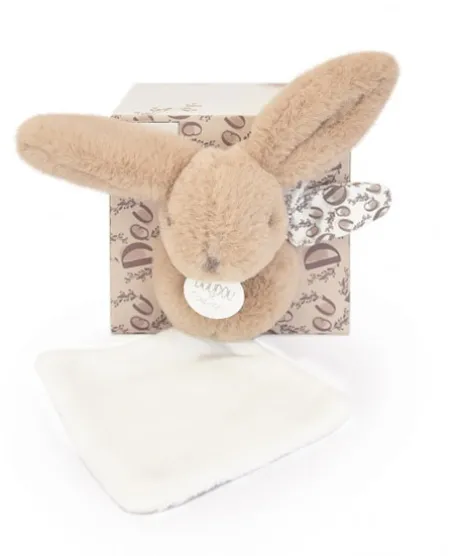 Lapin DOUDOU® - Peluche lapin Beige avec doudou assorti - 16 cm