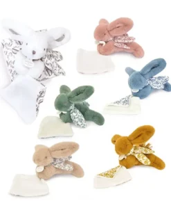 Lapin DOUDOU® - Peluche lapin Beige avec doudou assorti - 16 cm