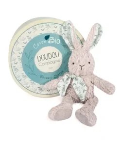 Lapin peluche gris en coton Bio 25 cm
