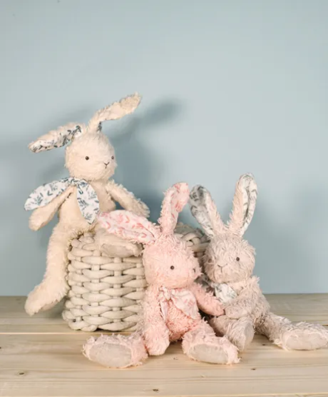 Lapin peluche gris en coton Bio 25 cm