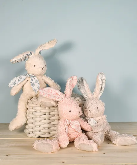Lapin peluche rose en coton Bio 25 cm
