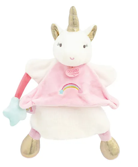 Marionnette à main Licorne rose - 25 cm
