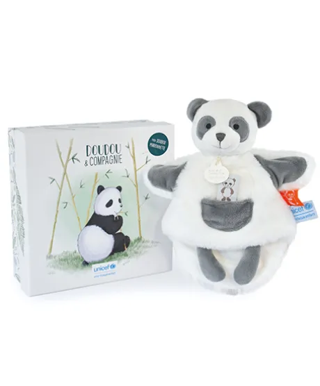 Marionnette à main peluche Panda - 25cm - Unicef - 0-6 mois