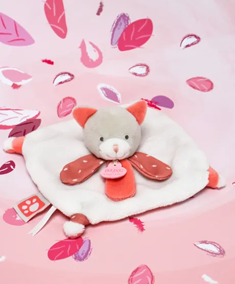 Mini doudou Chat corail - 20 cm