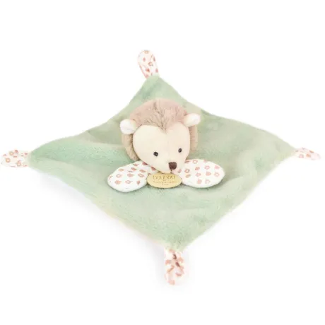Mini Doudou hérisson plat vert - 19 cm