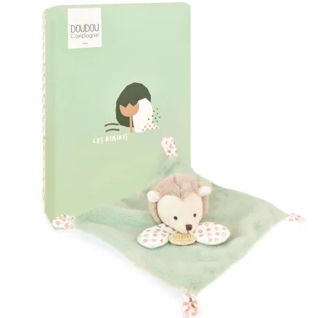 Mini Doudou hérisson plat vert - 19 cm