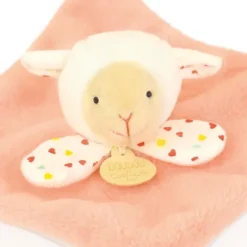 Mini Doudou mouton plat orange - 19 cm