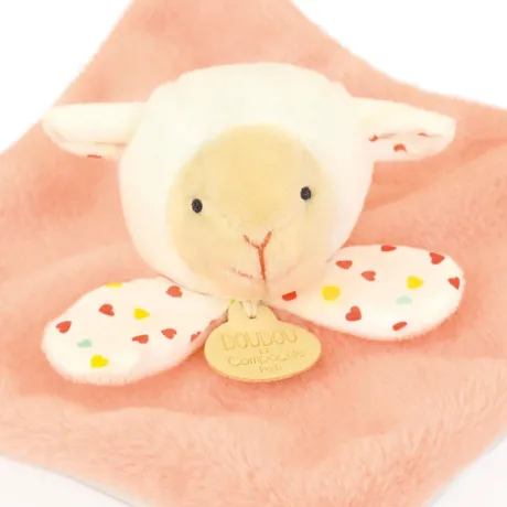 Mini Doudou mouton plat orange - 19 cm