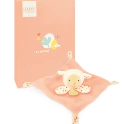 Mini Doudou mouton plat orange - 19 cm