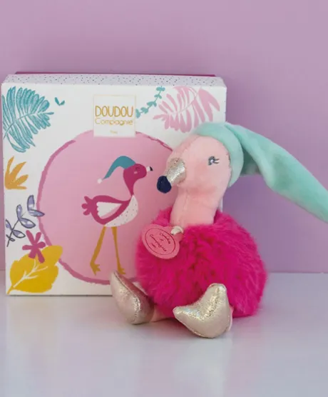 Mini peluche boule Flamant Rose - Minizoo - 15 cm
