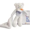 Ours avec doudou attache- sucette - 18 cm
