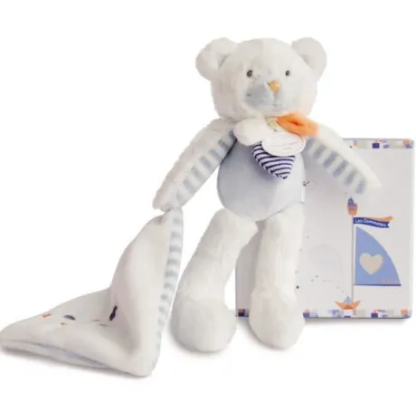 Ours avec doudou attache- sucette - 18 cm