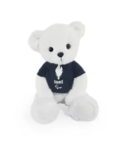 Ours en peluche blanc avec T-shirt Equipe de France - 30 cm