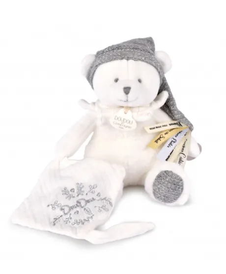 Ours en peluche Gris attache-sucette - 20 cm - Collection Anniversaire