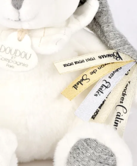 Ours en peluche Gris attache-sucette - 20 cm - Collection Anniversaire