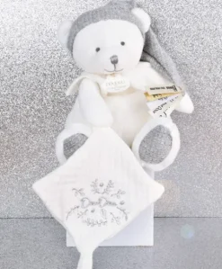 Ours en peluche Gris attache-sucette - 20 cm - Collection Anniversaire