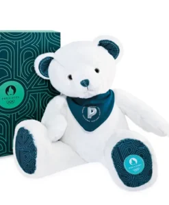 Ours en peluche Premium blanc avec bandana  Paris 2024 - 37 cm