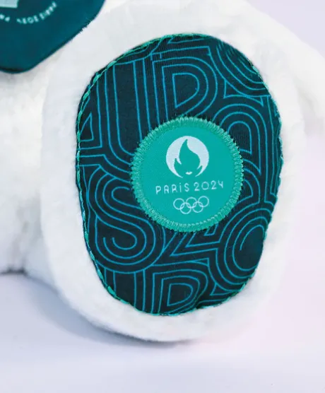 Ours en peluche Premium blanc avec bandana Paris 2024 - 37 cm