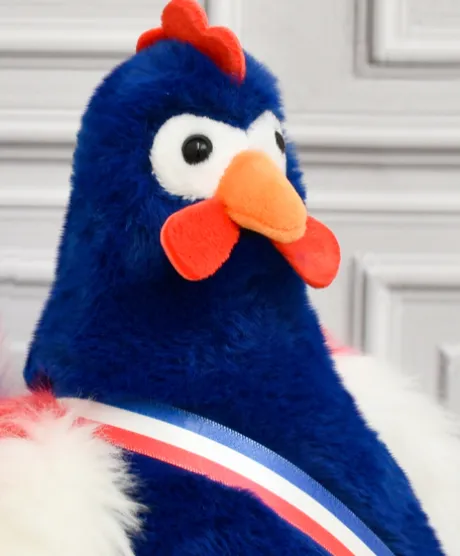 Peluche coq bleu marine - 24 cm - Fabriqué en France