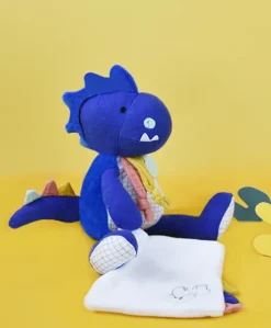Peluche de dinosaure bleu avec doudou -  Sashou - 25 cm