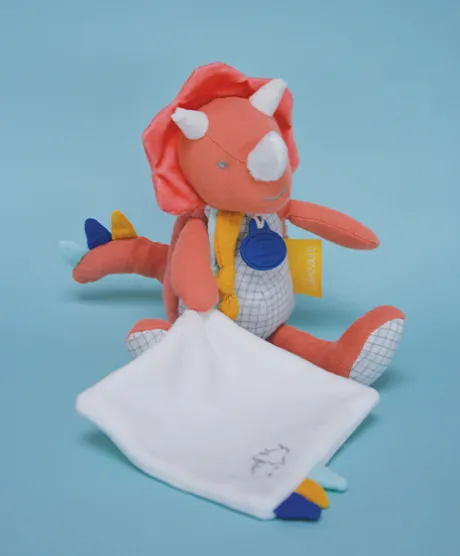 Peluche de dinosaure orange avec doudou - Lou - 25 cm