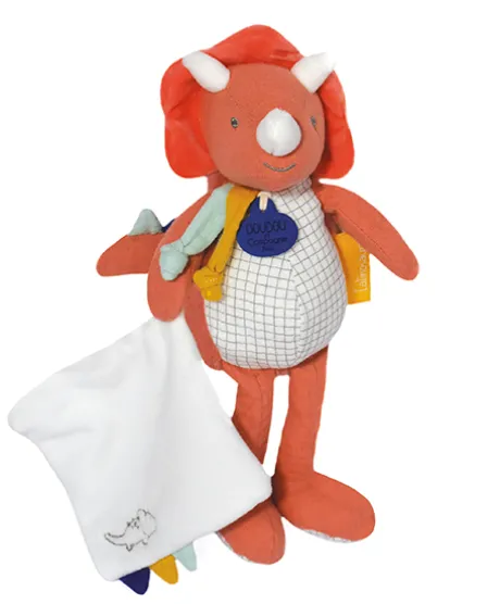 Peluche de dinosaure orange avec doudou - Lou - 25 cm
