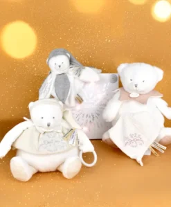 Peluche eveil Bébé Ours Blanc - 30 cm - Collection Anniversaire