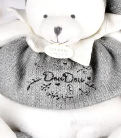 Peluche eveil Bébé Ours Gris - 30 cm - Collection Anniversaire