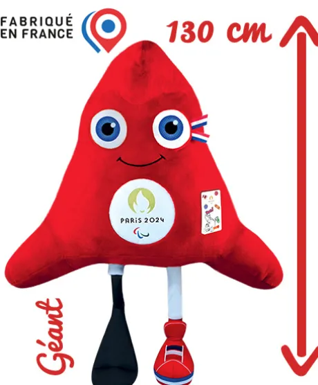 Peluche géante Mascotte Officielle Jeux Paralympiques Paris 2024 - 130 cm - Fabriquée en France