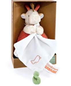 Peluche girafe avec doudou mouchoir - 15 cm
