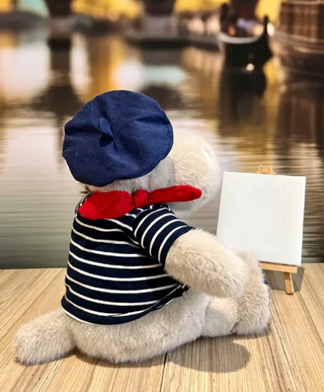 Peluche Hippopotame avec Béret et Marinière - 26 cm