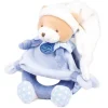 Peluche hochet ours Petit chou - Bleu - 19 cm