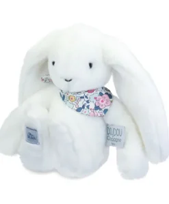 Peluche lapin blanc 25 cm - Lapin Fleurette