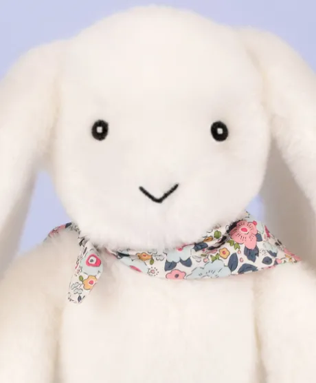 Peluche lapin blanc 25 cm - Lapin Fleurette
