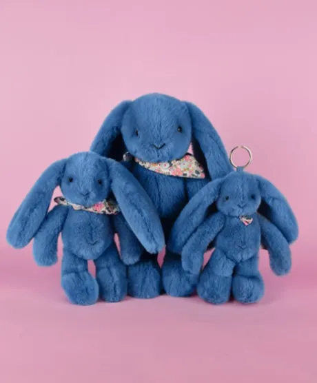 Peluche lapin Bleu 35 cm - Lapin Fleurette