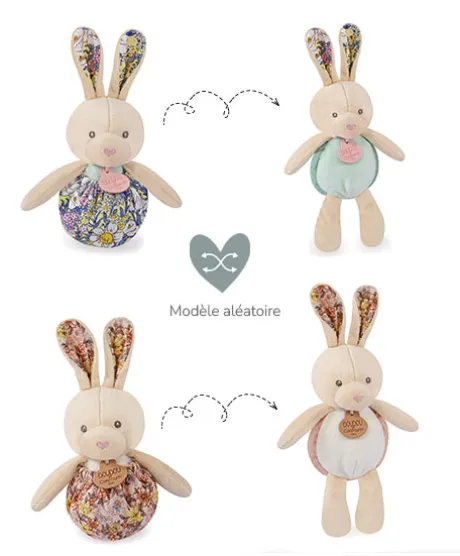 Peluche lapin pop-up - Vert amande et corail