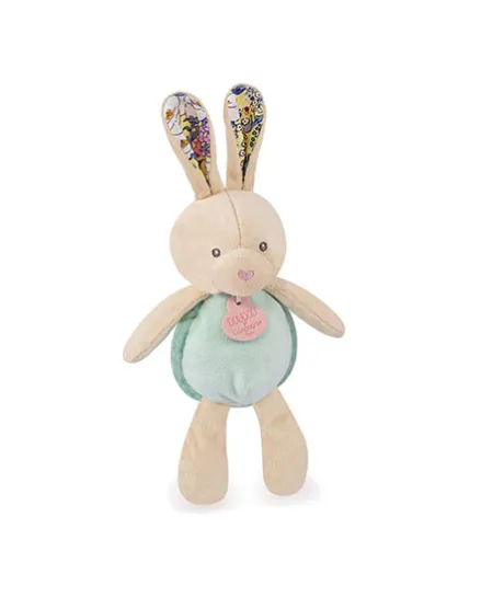 Peluche lapin pop-up - Vert amande et corail