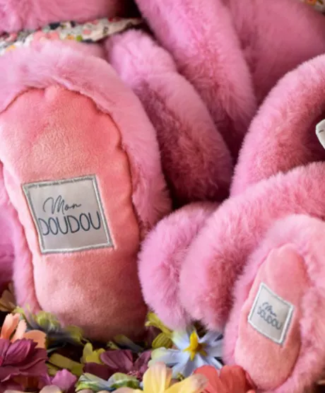 Peluche lapin Rose 35 cm - Lapin Fleurette