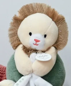 Peluche Lion beige avec doudou mouchoir - 15 cm