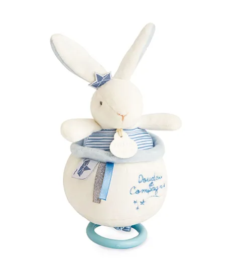 Peluche musicale lapin matelot bleu - 14 cm