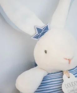 Peluche musicale lapin matelot bleu - 14 cm