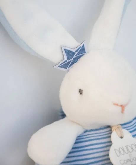 Peluche musicale lapin matelot bleu - 14 cm
