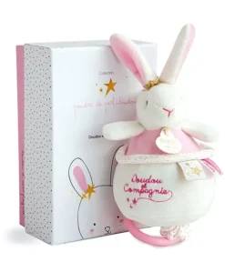 Peluche musicale lapin étoile rose - 14 cm
