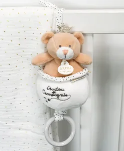 Peluche musicale ours Petit Roi marron - 14 cm